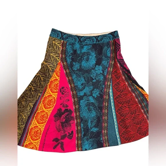 IVKO bohemian Multicolor Floral A-Line wool sweater Skirt - Picture 2 of 4